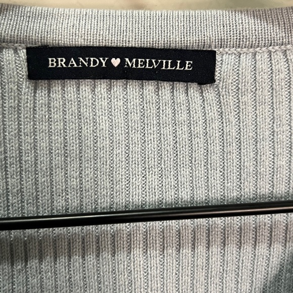 Brandy Melville Cardigan Button Up Sweater Baby Blue Gray John Galt Crop Vintage - Picture 4 of 11